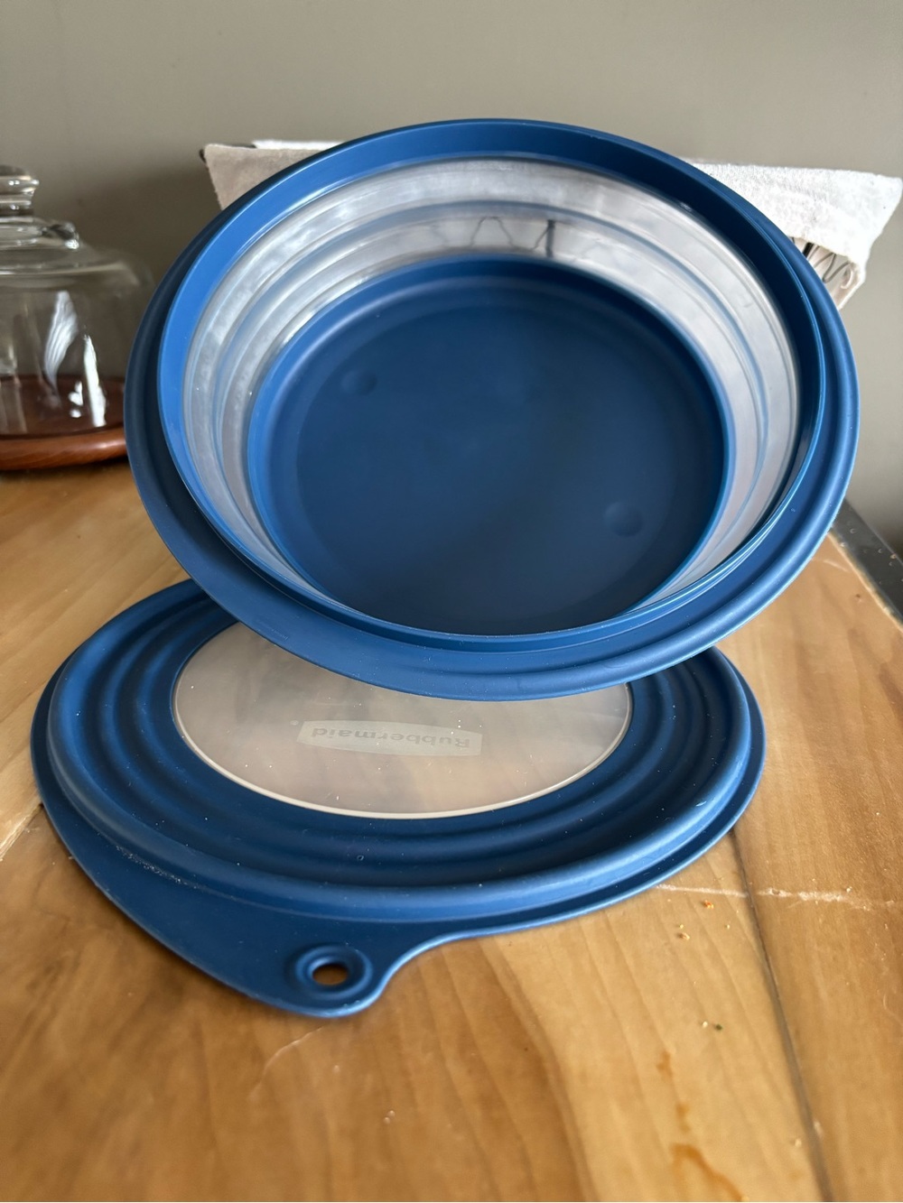 Rubbermaid Collapsible Silicone Bowl with Matching Blue Lid